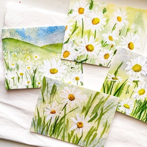 Watercolor Daisy Note Cards | Sets of 8 or 4 A2 Notes on Premium Card Stock | Gift Under 20 | Floral Notecards | Made in USA