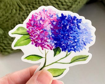 Hydrangea Vinyl Sticker | Watercolor Painting  | Original Design | Die-cut Decal | Waterproof Vinyl | Flower Sticker | Stocking Stuffer