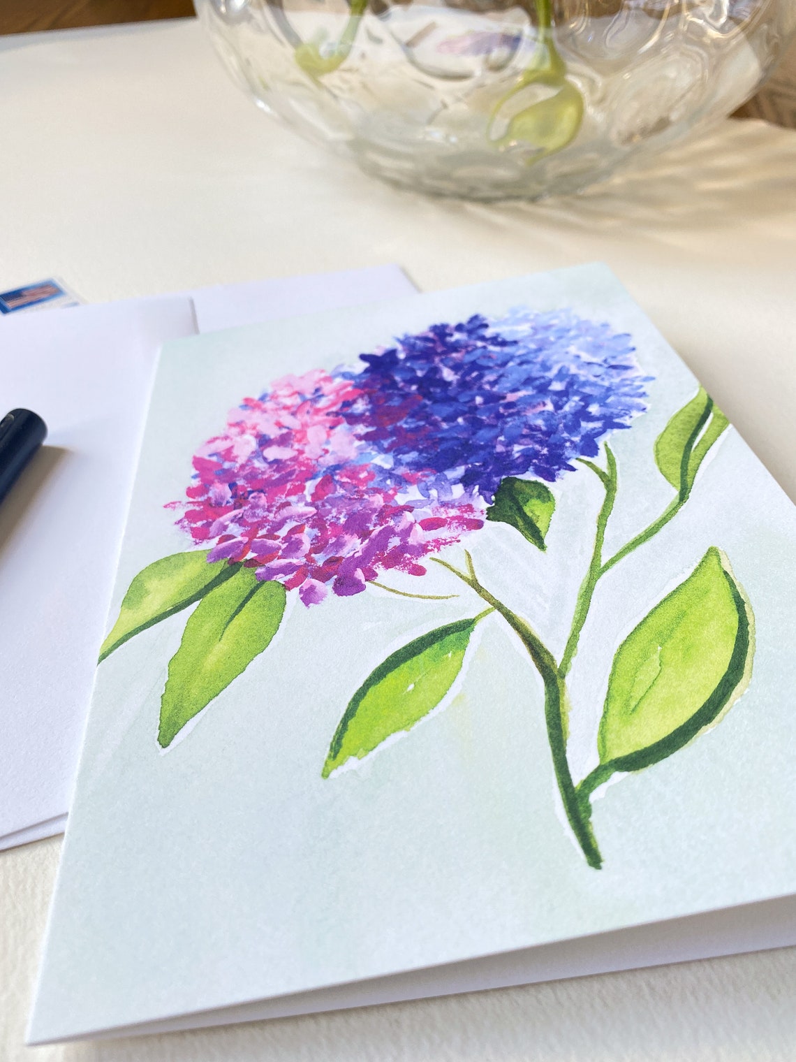 Hydrangea Greeting Card | 5x7 Wall Art | Thinking of You | Get Well ...