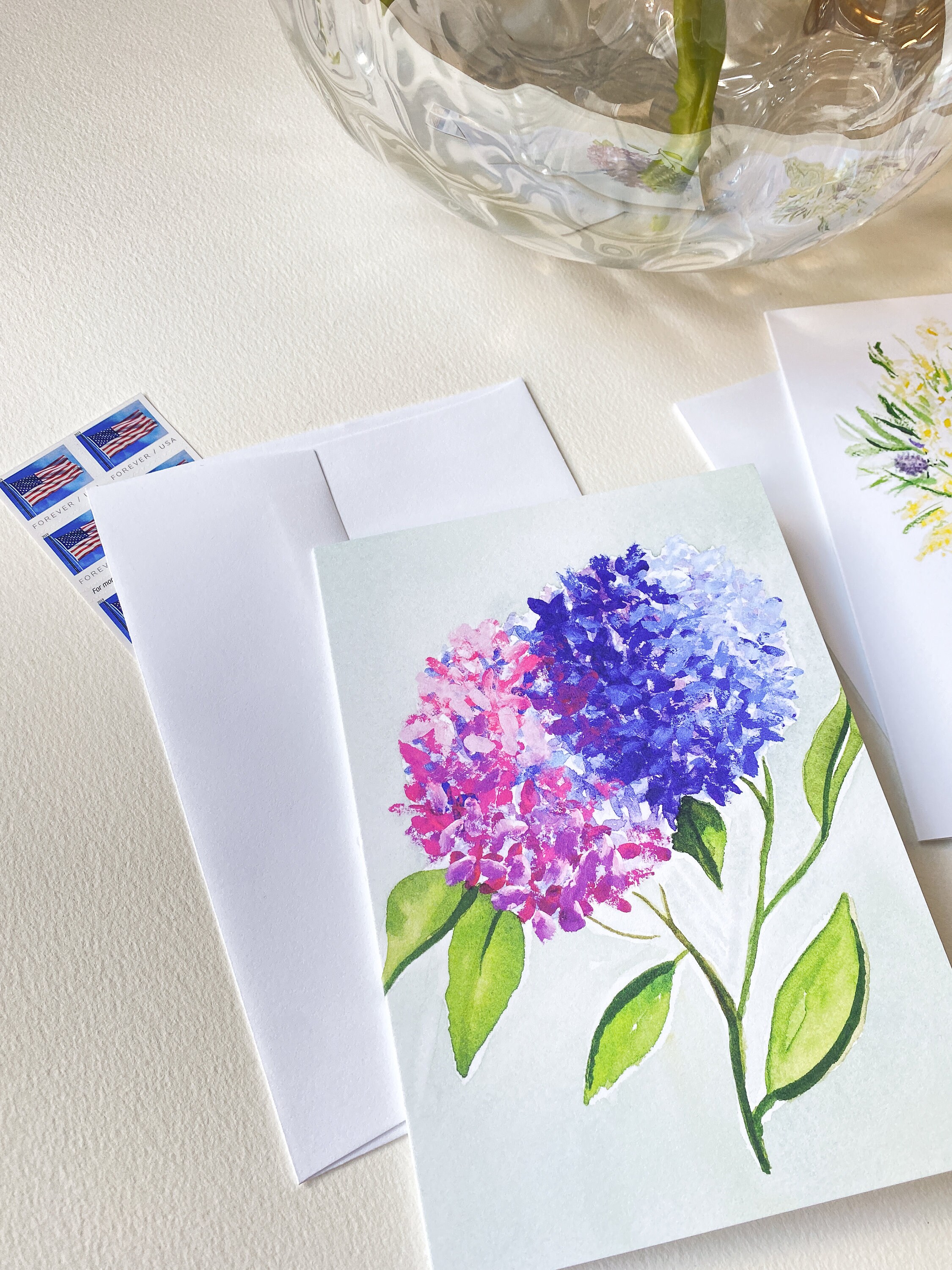 Hydrangea Greeting Card | 5x7 Wall Art | Thinking of You | Get Well ...