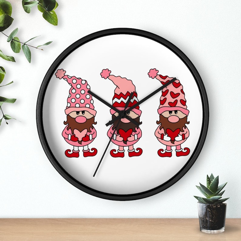Wall Clock Valentine/'s Gnomes