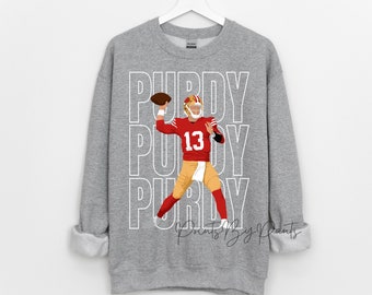 San Francisco - Digital Print - 49ers player #13 PURDY- transparent font - football png, red, white, and gold