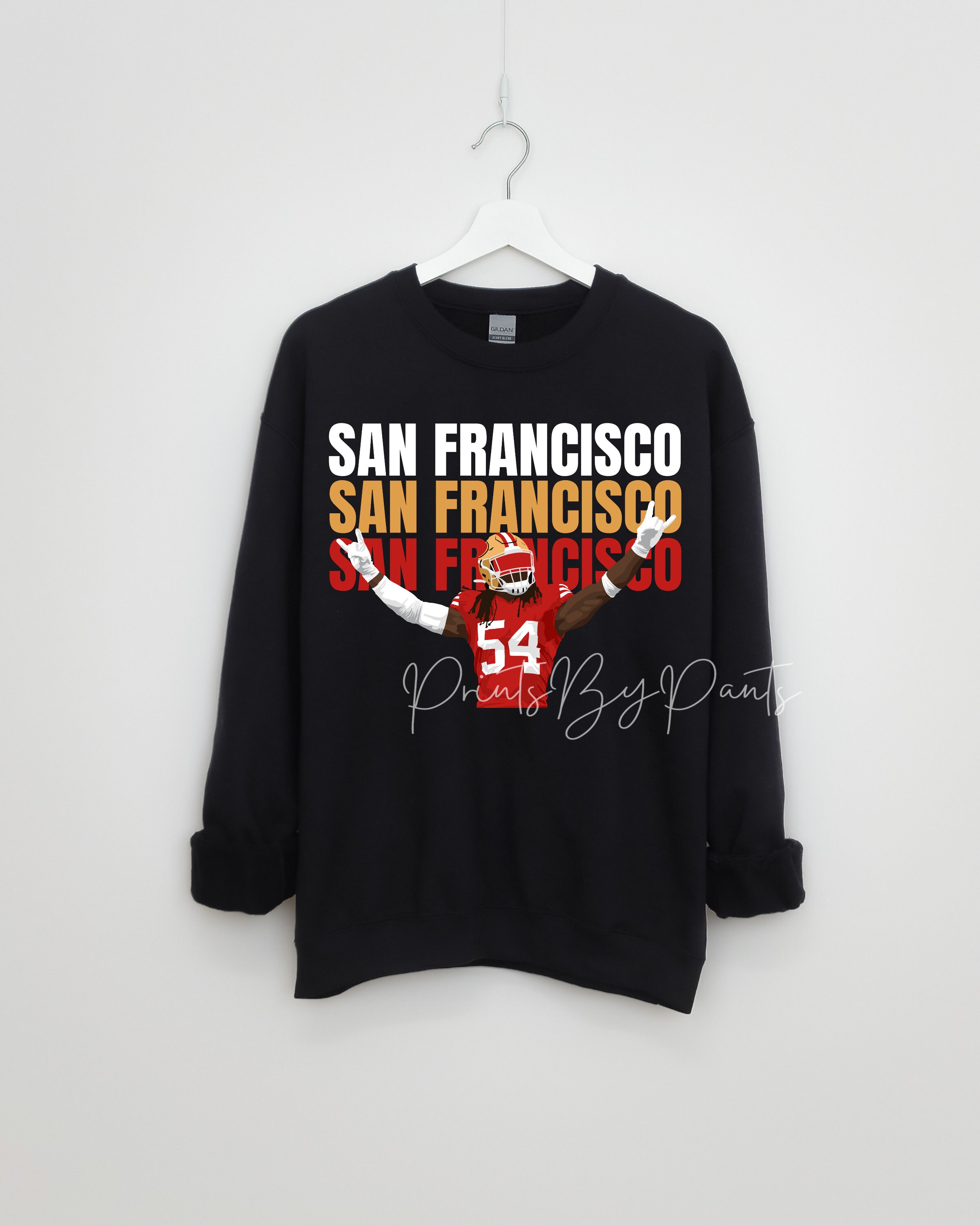 Stacked San Francisco - Digital Print - 49ers player #54 - football png, red, white, and gold