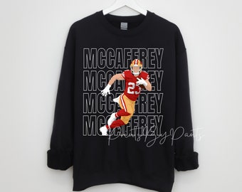 San Francisco - Digital Print - 49ers player #23 McCaffrey - transparent font - football png, red, white, and gold