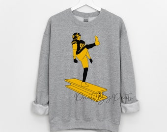 Digital Print- Pittsburgh- Steelers player #90 Watt- Retro Football design- black and gold