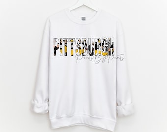 PITTSBURGH partial transparent letters with Steelers players- digital print - football black and gold PNG