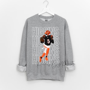 Digital Print - Cincinnati - Bengals player #5 HIGGINS - transparent Football PNG - Orange, black, and white