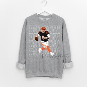 Digital Print - Cincinnati - Bengals player #9 BURROW - transparent Football PNG - Orange, black, and white