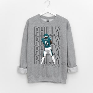 Digital Print- Eagles player #6 SMITH - transparent PHILLY- Philadelphia -  Football PNG design teal, white, and silver