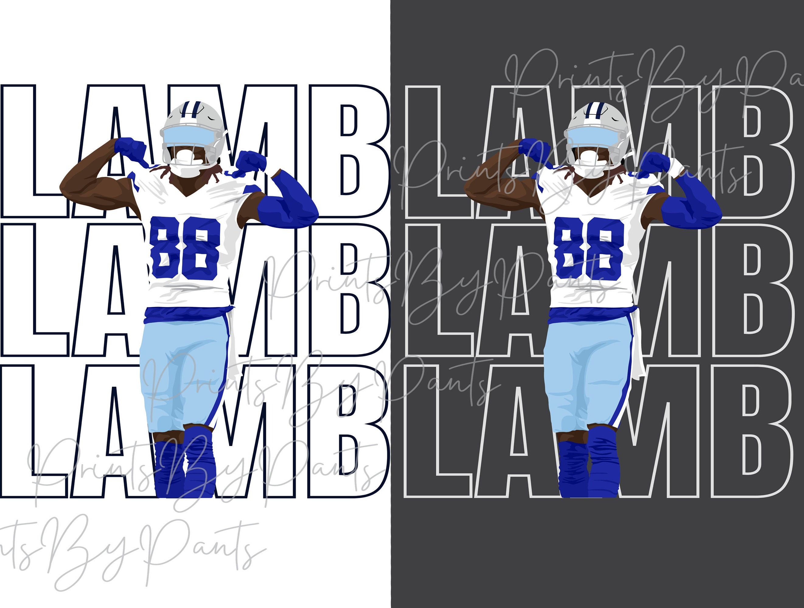 Digital Print- Dallas Cowboys Player #88 LAMB Transparent