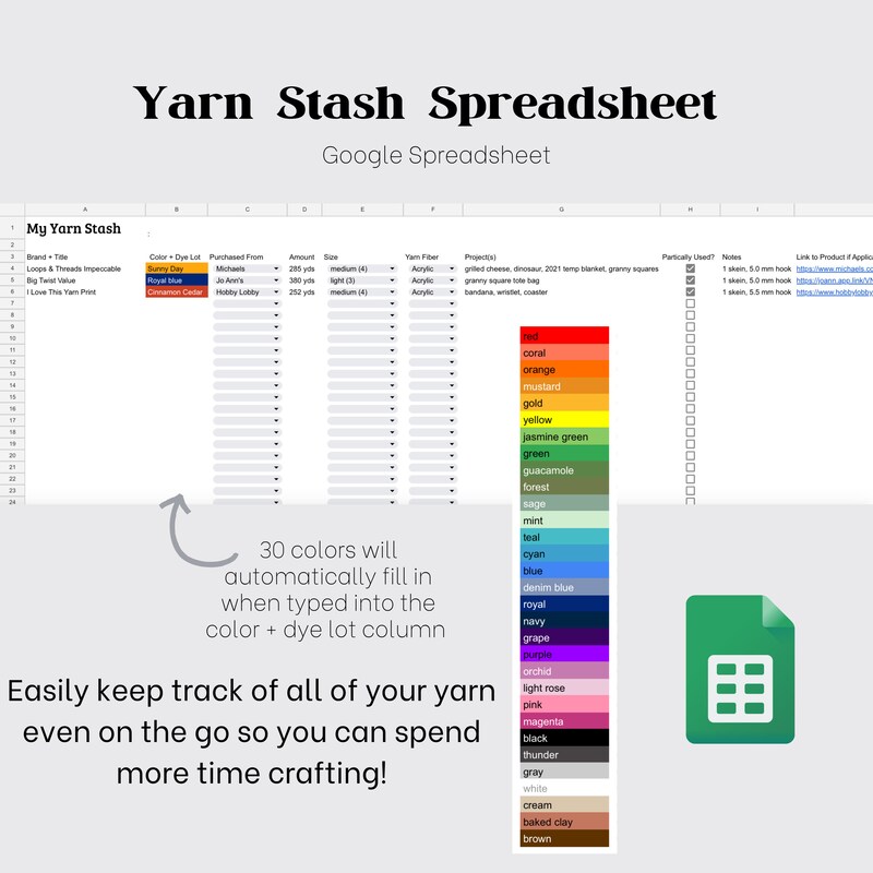 Yarn Inventory Yarn Stash - Etsy