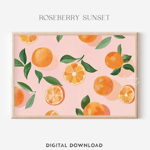 Orange Art Print | Boho Botanical Citrus Fruit Wall Art | Clementine Art Orange Fruit Market Boho Orange Printable Art JPG Digital Download