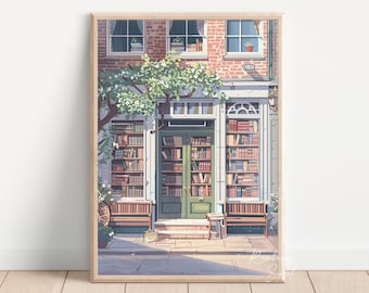 New York Bookstore Art Print: Cozy Bookshop Book Lovers Reading Poster (Digital Download)