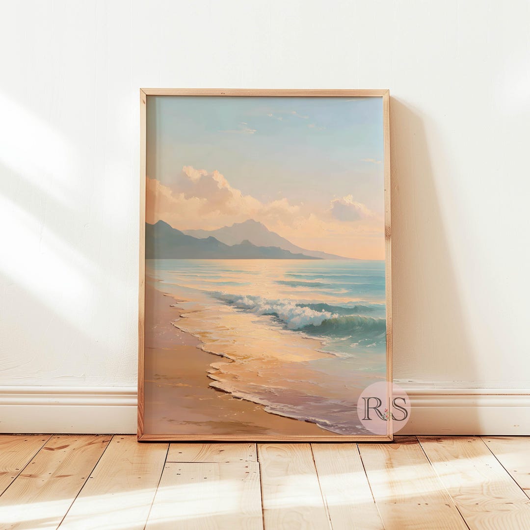 Boho Sunset Beach Art Print Muted Tones Coastal Landscape Summer Beach boho-sunset-beach-art-print-muted-tones-coastal-landscape-summer-beach