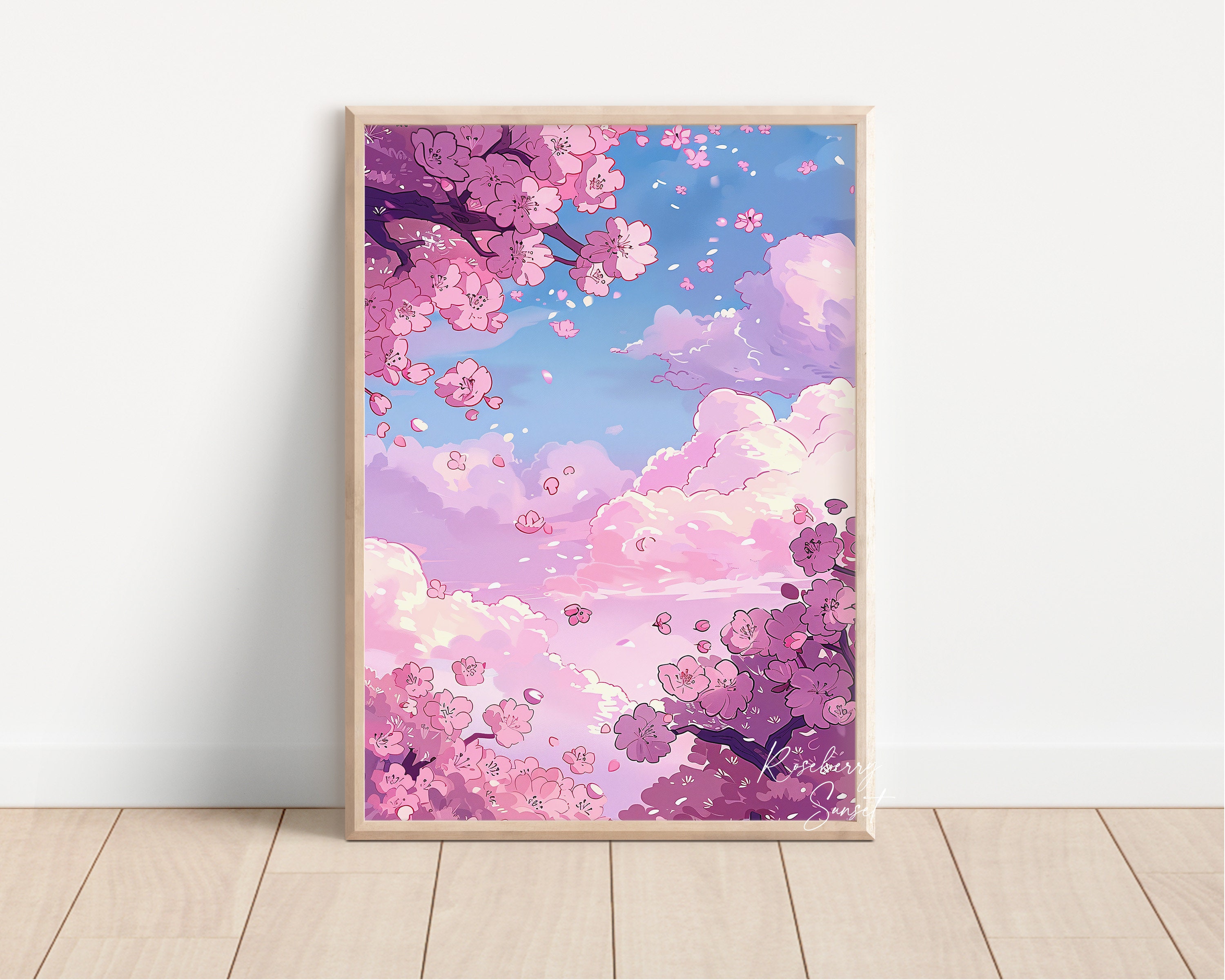 Sakura Tree Pink Skyscape Art Print: Spring Cherry Blossoms Japanese ...