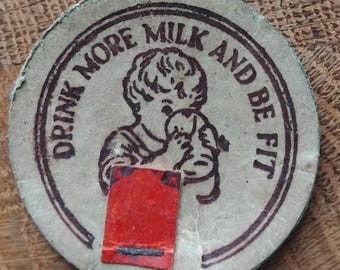 Zakrętka od butelki na mleko z 1950 roku. Reklama. Styl pop-art.