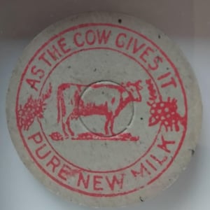 Vintage 1950 milk bottle top. Advertising.Pop art style.