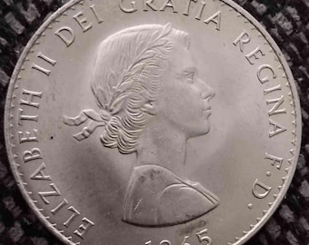 未流通の英国チャーチル・クラウン、1965年記念コイン、ウィンストン