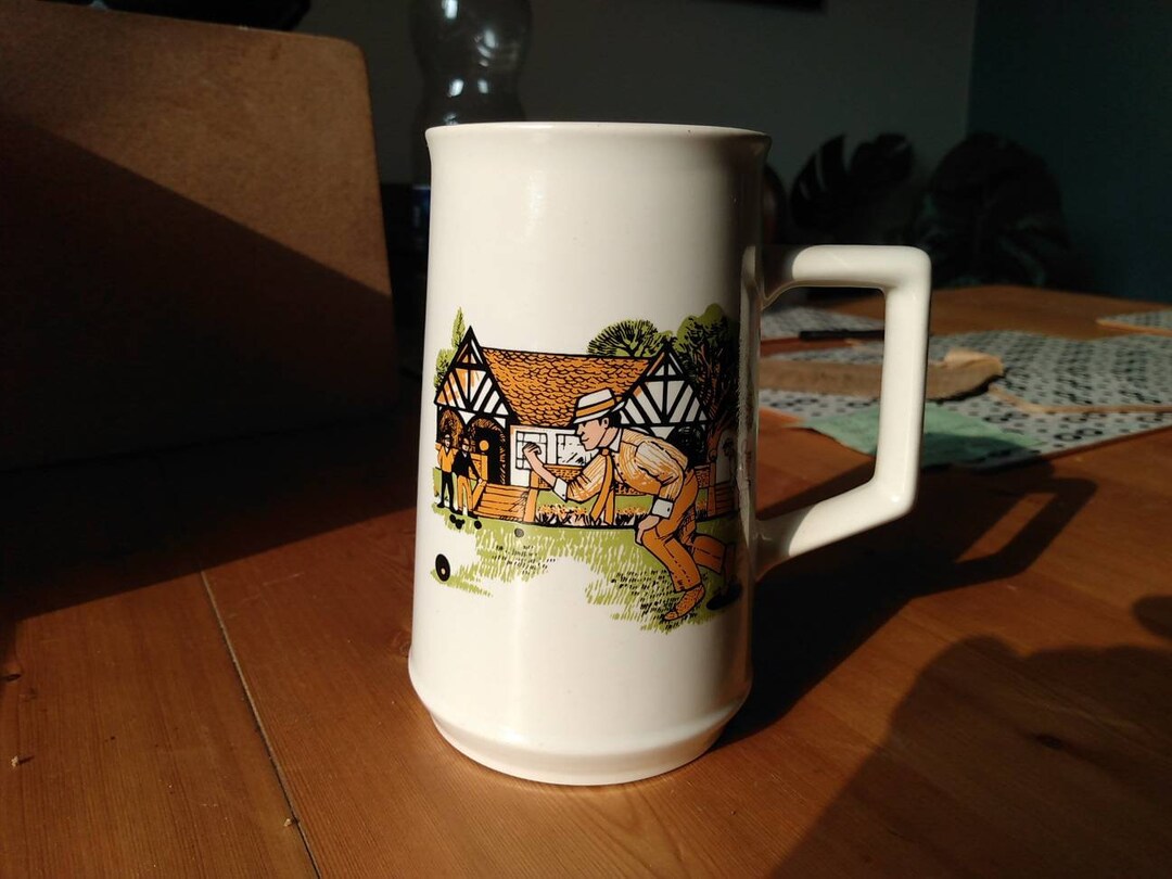 Vintage Rare Holkham Pottery Porcelain Traditional Beer Mug, Tankard