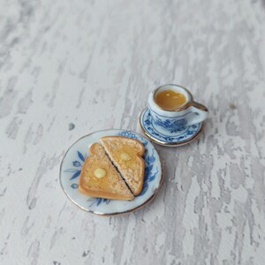 Miniature breakfast, miniature tea and toast, miniatures, tiny food, miniature toast, 1:12 scale, miniature tea set, teaset image 8