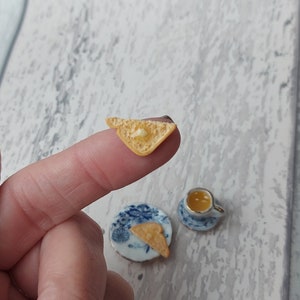 Miniature breakfast, miniature tea and toast, miniatures, tiny food, miniature toast, 1:12 scale, miniature tea set, teaset image 4