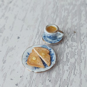 Miniature breakfast, miniature tea and toast, miniatures, tiny food, miniature toast, 1:12 scale, miniature tea set, teaset image 7