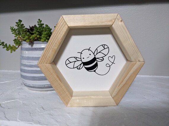 Bee Kind Wood Sign, Hexagon Sign, Bee Decor, Summer Decor 