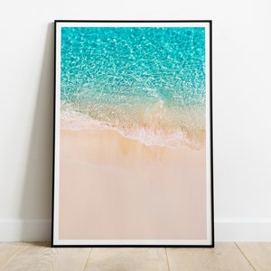 Tropical Beach Paradise in Bahamas Poster, Beautiful Beach Top View Wall Art, Ocean Poster, Canvas Print para una impresionante decoración de pared