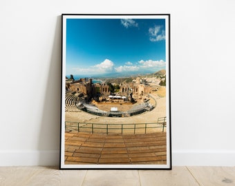 Greek Theatre in Taormina print, Sicily poster, Italy print, Sicily wall art, Taormina wall art, Italy Photography Print