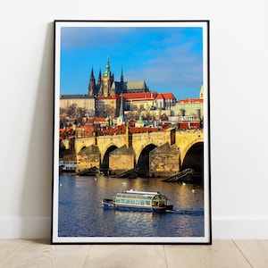 Prague Charles Bridge & Castle poster, Prague print, HIGH QUALITY PRINT, Prague Home Decor, Prague Wall Art, Prague Photography Poster
