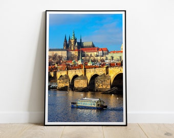 Prague Charles Bridge & Castle poster, Prague print, HIGH QUALITY PRINT, Prague Home Decor, Prague Wall Art, Prague Photography Poster