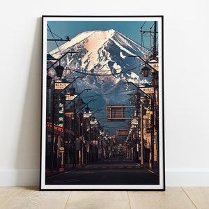 Street leading to Mount Fuji poster, Mt Fuji Japan Sunrise Print, Asia, HIGH QUALITY, Home Decor, Wall Art, Photography Poster