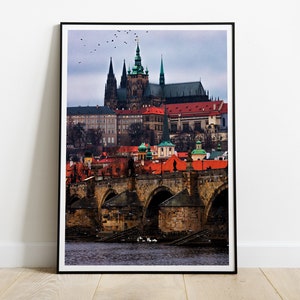 Prague Charles Bridge & Castle poster, Prague print, HIGH QUALITY PRINT, Prague Home Decor, Prague Wall Art, Prague Photography Poster