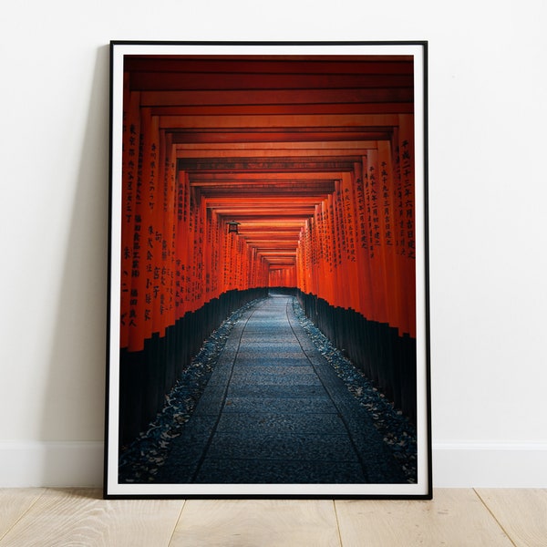 Fushimi Inari Taisha Print, Kyoto Shrine Poster, Japan Photography Art, Red Torii Gates, Sacred Temple, Asian Wall Decor, Kyoto Photography