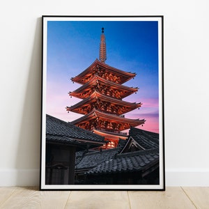 Sensoji temple Tokyo poster, Japan shrine art, vibrant print Asia, HIGH QUALITY PRINT, Home Decor, Photography Poster