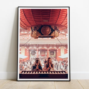 Sensoji temple Tokyo poster, Japan shrine art, vibrant print Asia, HIGH QUALITY PRINT, Home Decor, Photography Poster