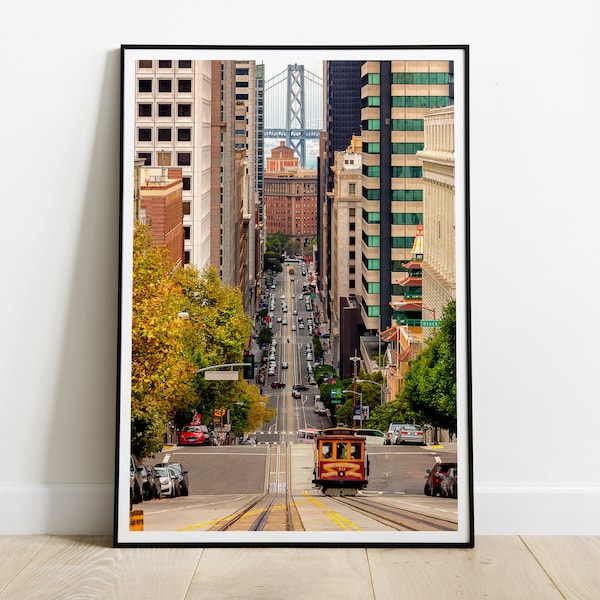 San Francisco Poster, Steep Roads Druck, lombard Street, Golden Gate Bridge, Kalifornien, USA, Drohnen Poster, Fotografie Poster