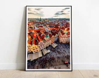 Prague Old Town Sky view poster, Prague print, HIGH QUALITY PRINT, Prague Home Decor, Prague Wall Art, Prague Photography Poster