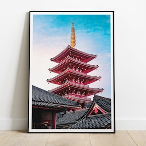 Sensoji temple Tokyo poster, Japan shrine art, vibrant print Asia, HIGH QUALITY PRINT, Home Decor, Photography Poster