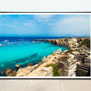 Favignana turquoise waters print, Palermo Sicily poster, Italy, HIGH QUALITY PRINT, Travel Art, Home Decor, Wall Art, Photography Poster
