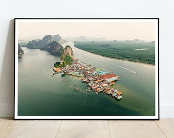 Ko Panyee floating village print, Ko Panyi poster, Thailand, HIGH QUALITY PRINT, Home Decor, Wall Art, Photography Poster