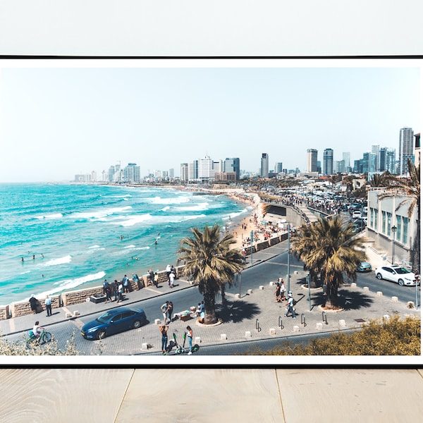 Affiche de plage de Tel-Aviv, impression d'Israël, Asie, IMPRESSION DE HAUTE QUALITÉ, décoration d'intérieur, art mural, affiche de photographie