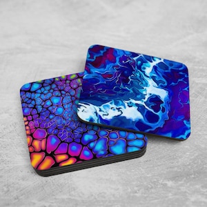 Abstract Art Coaster Set: Acrylic Pour, Cork Backed (Set of 6)