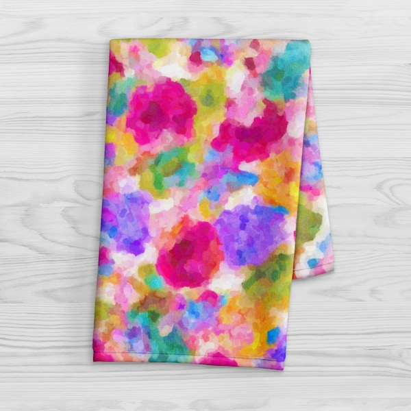 Abstract Floral Hand Towel Etsy