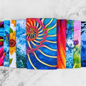 Colorful Hand Towels Sea Life & Nature Themed Dish Towels Vibrant Wildlife Kitchen Towels Beautiful Hand Painted Tea Towels image 1