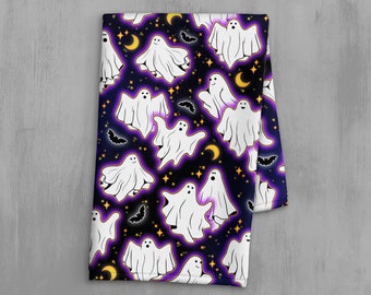 Fun Halloween Dish Towel - Cute Ghost Print - Fall Kitchen Towel - Ghostly Halloween Bathroom Hand Towel - Spooky October Tea Towel