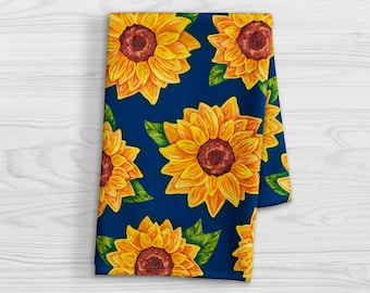 Watercolor Sunflower Hand Towel: Floral Kitchen and Bathroom Decor - Yellow Flower Design