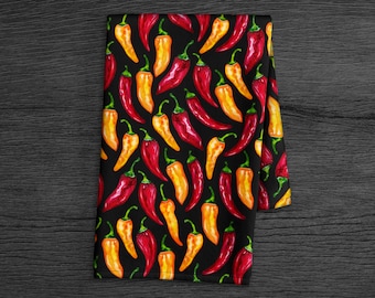 Chili Pepper Kitchen Towel - Watercolor Hand Painted Hot Chili Dish Towel - Fun Foodie Tea Towel - Gift For Chef - Bathroom Hand Towel