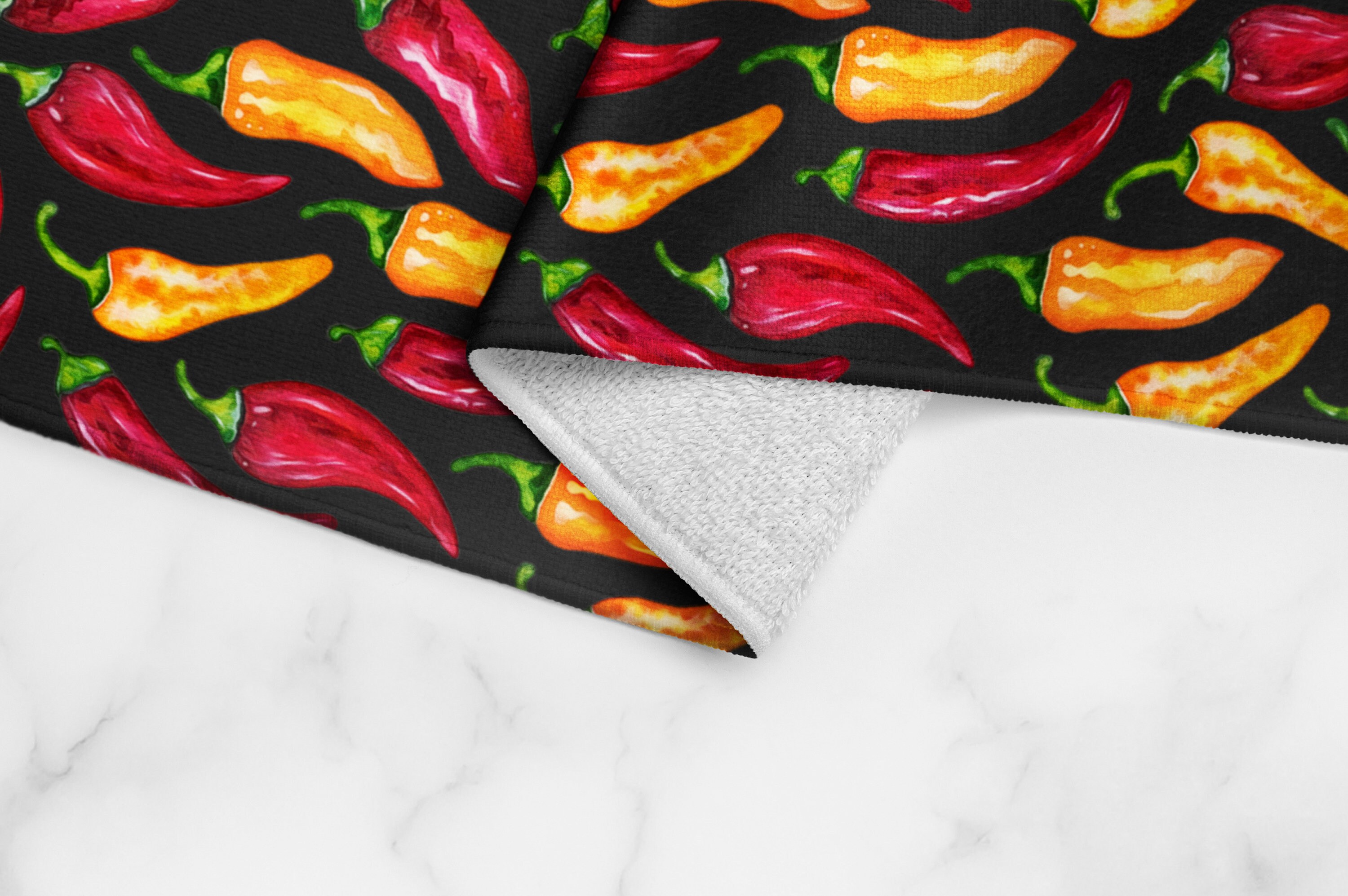 Chili Pepper Kitchen Towel Chili Pepper Print Dish Towels Etsy
