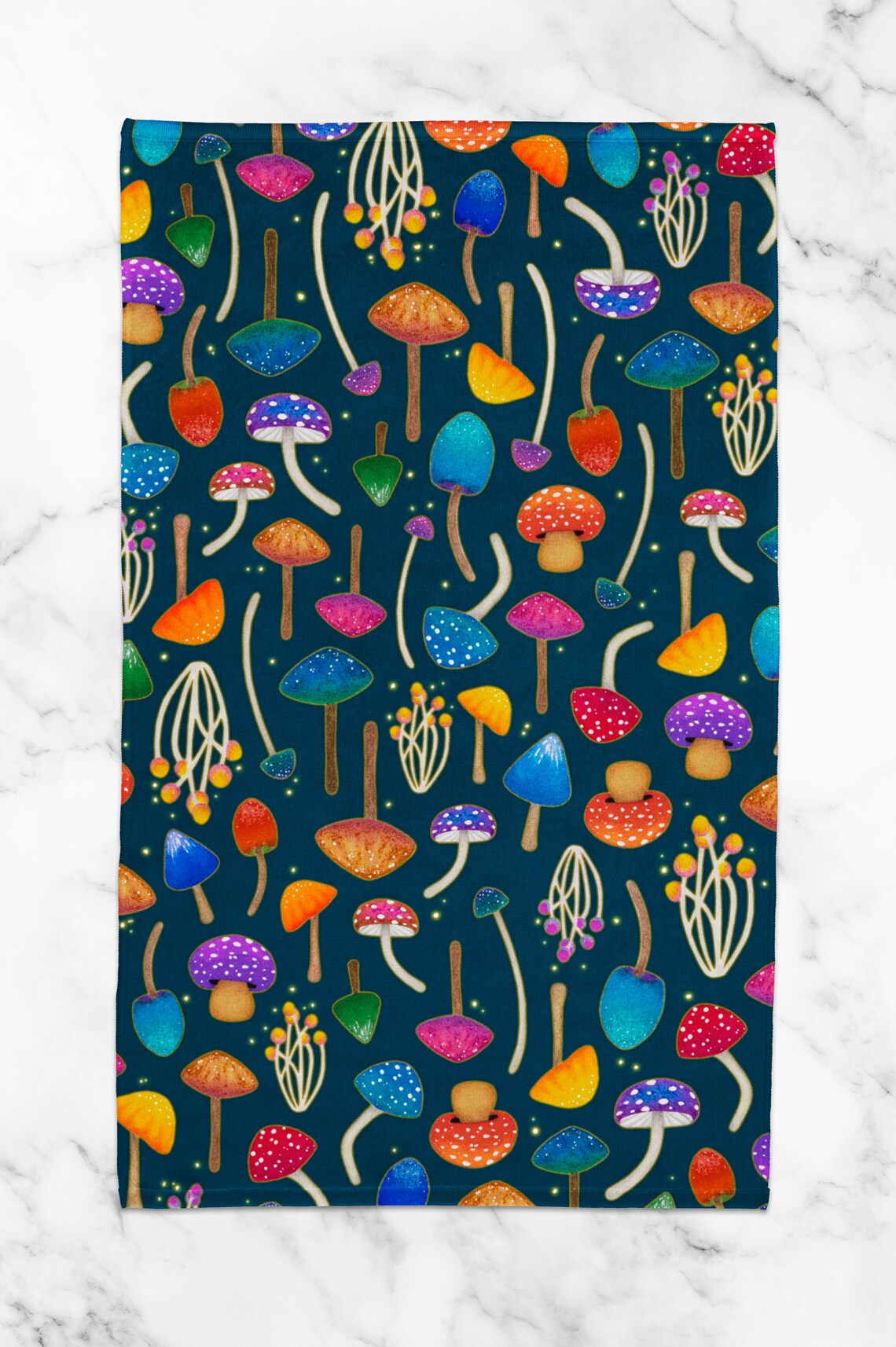 Mushroom Print Kitchen Towel Dish Towel Tea Towel Etsy